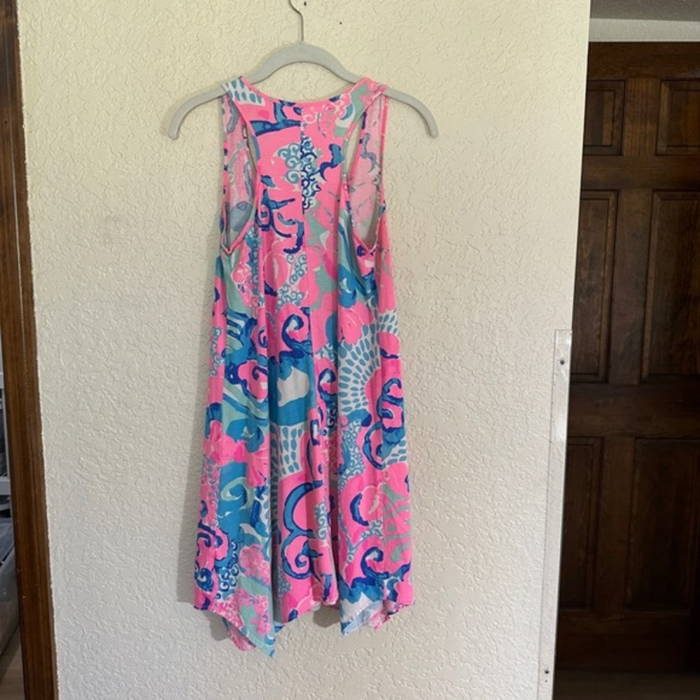 Lilly Pulitzer Tank Dress S Pink Blue Floral Sleeveless  Im So Jelly Coral Reef - Picture 7 of 11
